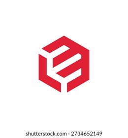 Abstract geometric red hexagon logo with white lines forming an 'LE' or 'EL' monogram, symbolizing creativity, innovation, and a modern brand identity