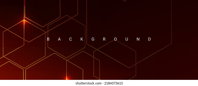 Abstract geometric red hexagon motion lines dark background vector