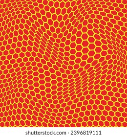 abstract geometric red hexagon wave pattern.