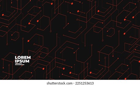 Abstract geometric red lines and dots connection on black cyber  design modern technology futuristic background vector illustration.