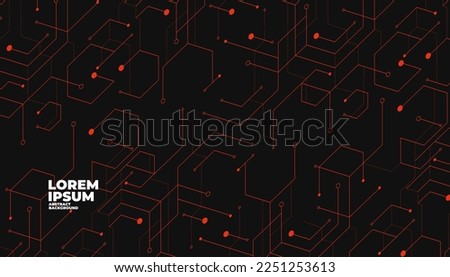 Abstract geometric red lines and dots connection on black cyber  design modern technology futuristic background vector illustration.