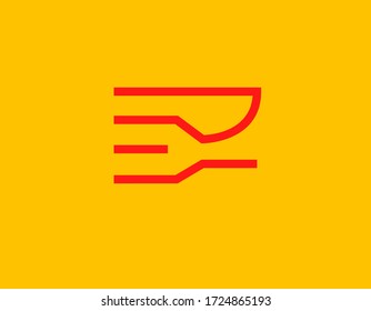 Abstract geometric red logo icon linear image fork and knife for your company