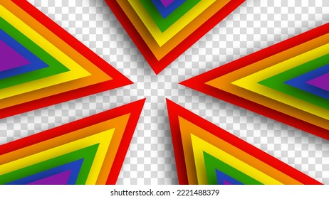 Abstract geometric red, orange, yellow, green, blue and purple lgbt color background. June LGBTQ Historical Pride Month. Background with rainbow color copy space for text. Transparent vector
