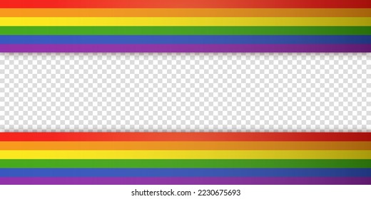 Abstract geometric red, orange, yellow, green, blue and purple ribbon lgbtq color isolated background. Lgbt Pride History Month color background with copy space for text. Transparent vector