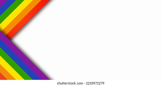 Abstract geometric red, orange, yellow, green, blue and purple ribbon lgbtq color isolated white background. Lgbt Pride History Month color background with copy space for text. Vector illustration