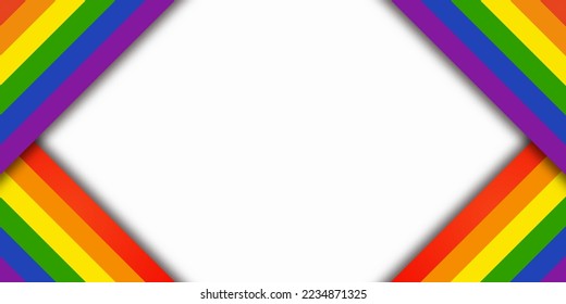 Resumen de color rojo geométrico, anaranjado, amarillo, verde, azul y púrpura lgbtq fondo blanco aislado. Fondo de color del Mes de Historial de Orgullo Lgbt con espacio de copia para texto. Ilustración del vector