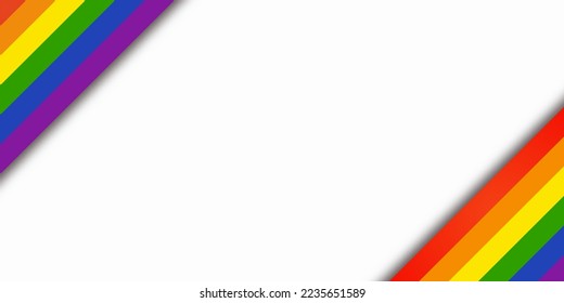 Abstract geometric red, orange, yellow, green, blue and purple ribbon lgbtq color isolated white background. Lgbt Pride History Month color background with copy space for text. Vector illustration