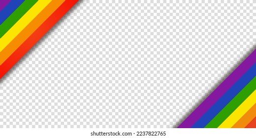 Abstract geometric red, orange, yellow, green, blue and purple ribbon lgbtq color isolated background. Lgbt Pride History Month color background with copy space for text. Transparent vector