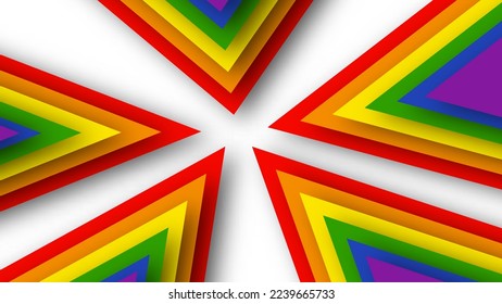 Abstract geometric red, orange, yellow, green, blue and purple lgbt color background. June LGBTQ Historical Pride Month. Background with rainbow color copy space for text. Vector illustration.