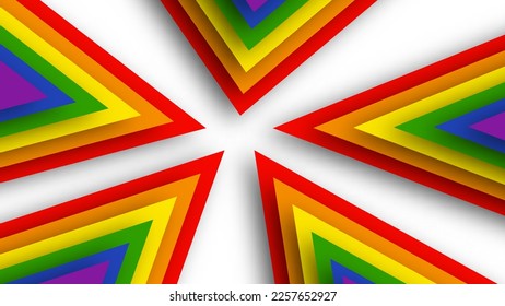 Abstract geometric red, orange, yellow, green, blue and purple lgbt color background. June LGBTQ Historical Pride Month. Background with rainbow color copy space for text. Vector illustration.