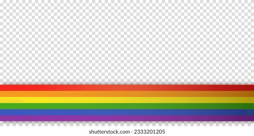 Abstract geometric red, orange, yellow, green, blue and purple ribbon lgbtq color isolated background. Lgbt Pride History Month color background with copy space for text. Transparent vector