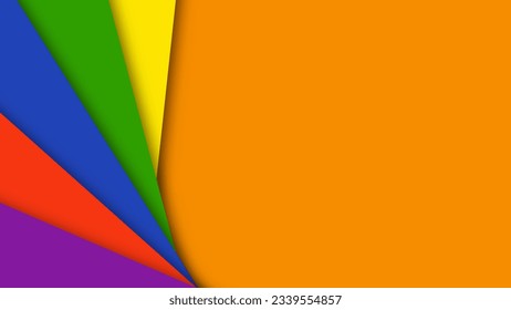 Abstract geometric red, orange, yellow, green, blue and purple shapes lgbtq color background. Lgbt Pride History Month color background with copy space for text. Colorful borders. Vector illustration