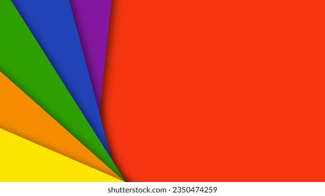 Abstract geometric red, orange, yellow, green, blue and purple shapes lgbtq color background. Lgbt Pride History Month color background with copy space for text. Colorful borders. Vector illustration