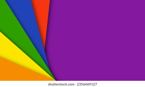 Abstract geometric red, orange, yellow, green, blue and purple shapes lgbtq color background. Lgbt Pride History Month color background with copy space for text. Colorful borders. Vector illustration