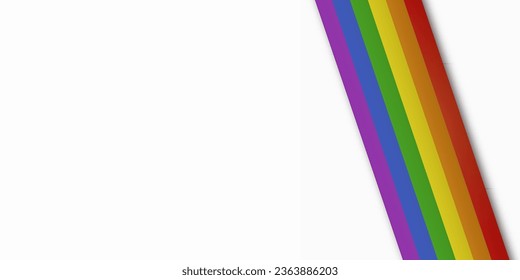 Abstract geometric red, orange, yellow, green, blue and purple ribbon lgbtq color isolated background. Lgbt Pride History Month color background with copy space for text. Vector illustration.
