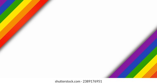 Abstract geometric red, orange, yellow, green, blue and purple ribbon lgbtq color isolated background. Lgbt Pride History Month color background with copy space for text. Vector illustration.