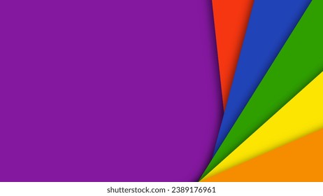 Resumen del fondo de color lgbtq geométrico rojo, naranja, amarillo, verde, azul y púrpura. Fondo de color del Mes de Historial de Orgullo Lgbt con espacio de copia para texto. Bordes coloridos. Ilustración del vector