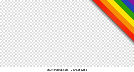 Abstract geometric red, orange, yellow, green, blue and purple ribbon lgbtq color isolated background. Lgbt Pride History Month color background with copy space for text. Transparent vector