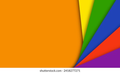 Resumen del fondo de color lgbtq geométrico rojo, naranja, amarillo, verde, azul y púrpura. Fondo de color del Mes de Historial de Orgullo Lgbt con espacio de copia para texto. Bordes coloridos. Ilustración del vector