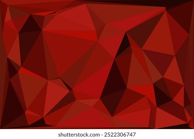 Fundo polígono vermelho geométrico abstrato com formas triangulares afiadas e tons variados de vermelho, laranja e carmesim, criando uma textura angular vibrante.