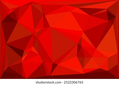 Fundo polígono vermelho geométrico abstrato com formas triangulares afiadas e tons variados de vermelho, laranja e carmesim, criando uma textura angular vibrante.