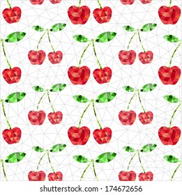 Abstract geometric red strawberry. Seamless endless texture pattern background.