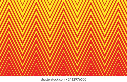 abstract geometric red thin to thick wave corner line pattern on yellow.