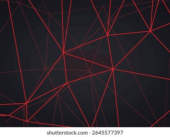 Abstractas líneas rojas geométricas que forman una malla digital dinámica. Fondo de red de estilo tecnológico futurista perfecto para temas cibernéticos, conectividad, comunicación y diseños visuales modernos.