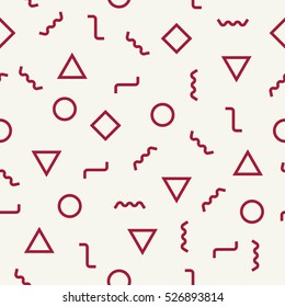 Abstract geometric red and white graphic design deco memphis pattern