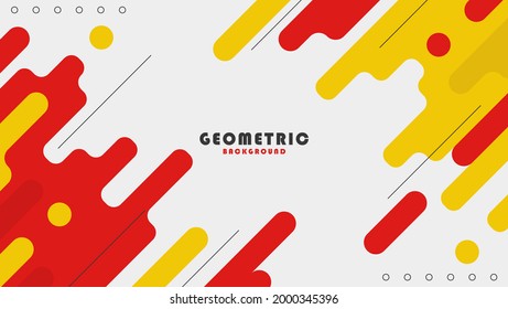 Abstract Geometric Red Yellow Rounded Shapes Background
