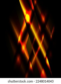 Abstract geometric red and yellow shiny lines dark background
