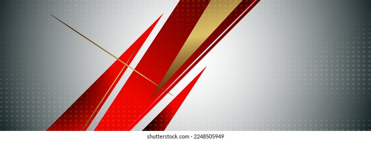 Resumen de líneas geométricas de triángulo rojo y amarillo sobre fondo blanco