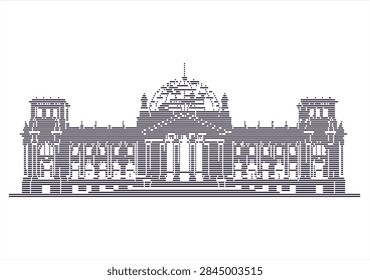 Abstract Geometric Reichstag Stripes Vector Art: Modern Minimalist Berlin Landmark Illustration on Clean White Background for Contemporary Architecture Design Projects.