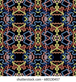 Abstract geometric repeating seamless colorful pattern for design, textile and backgrounds