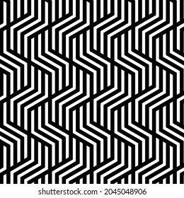 Abstract geometric repeating tiles hexagons. Chevrons striped seamless pattern. Vector maze wallpaper.