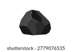 Abstract geometric representation of a dark, rough rock fragment or natural mineral, illustrating raw material concepts and earthy textures in isolation on a white background