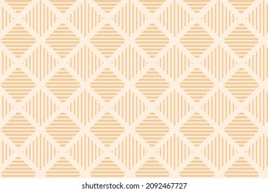Abstract geometric retro background. Seamless pattern with symmetrical cells made of rhombuses and stripes.