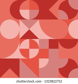 Abstract geometric retro design. Vector seamless pattern in red shades.