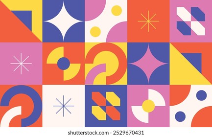 Abstrakte geometrische Retro funky Pop Kunstwerk - helle farbige flache Formen Illustration Vektor