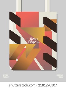 Abstract geometric retro modern packaging print design, applied for pattern craft like tote bag and shopping bags, design print pattern editable.