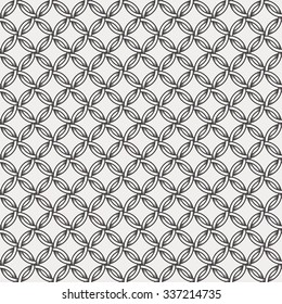 Abstract geometric retro pattern, lines, circles and diamond shaped stars.  Seamless vector background. Plain colors - easy to recolor.