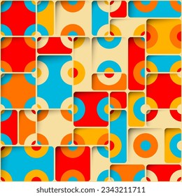 Abstract geometric Retro polka dot background. Patchwork style.