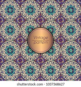 Abstract geometric retro seamless pattern. Vector background