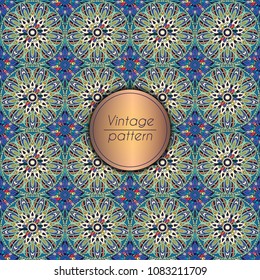 Abstract geometric retro seamless pattern. Vector background