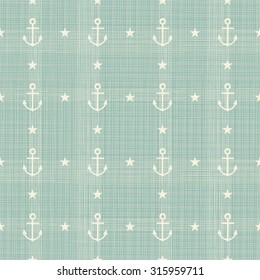 abstract geometric retro seamless pattern with anchors and stars