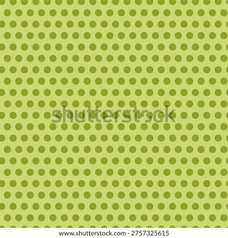 Abstract geometric retro seamless pattern with green polka dots on a green background, ideal for wallpaper, textile, fabric, packaging, fashion and decorative surfaces. Vector pattern
