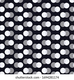 Abstract geometric retro seamless polka dot on black background . Vector pattern
