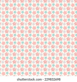 Abstract geometric retro star seamless pattern. Vector illustration for holiday design. Red, blue color.