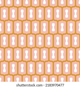 Abstract Geometric Retro Style Chains Seamless Pattern Trendy Fashion Colors Perfect for Allover Fabric Print or Wall Paper Minimal Simple Concept Peach Pink Tones