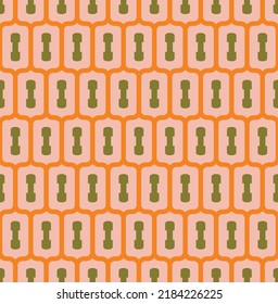 Abstract Geometric Retro Style Chains Seamless Pattern Trendy Fashion Colors Perfect for Allover Fabric Print or Wall Paper Minimal Simple Concept Peach Pink Olive Green Tones